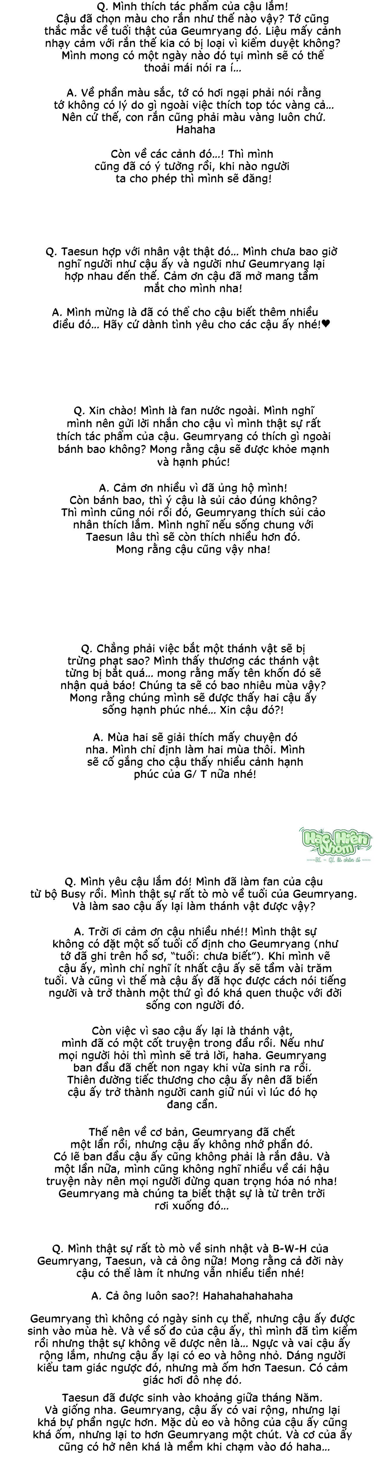 Sự quyến rũ của Thần Rắn Chapter 26.5 creator’ note - Trang 2
